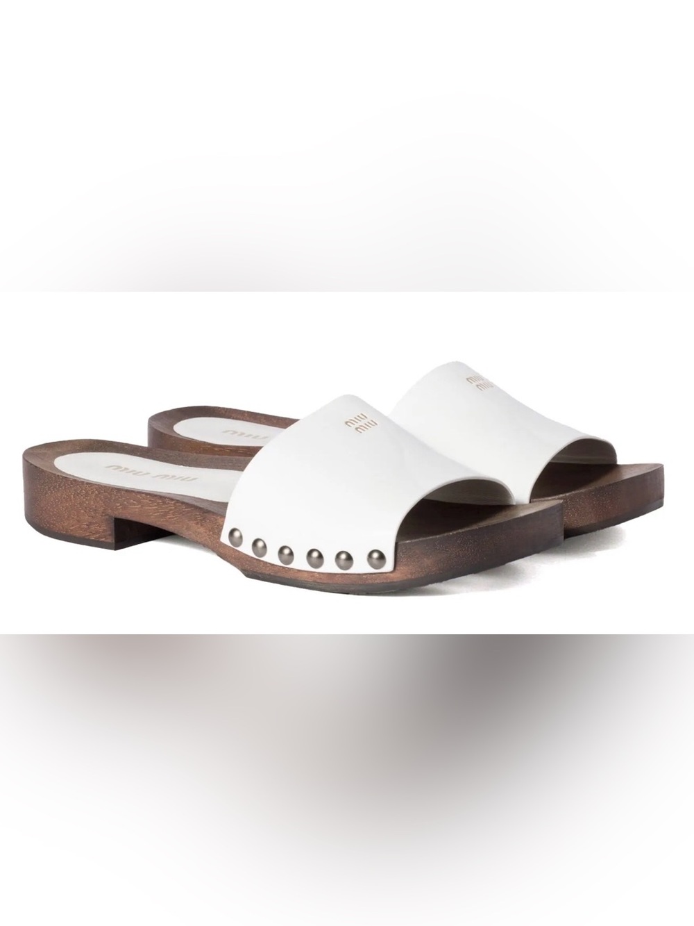 Miu Miu White Patent Leather Clogs - NIB